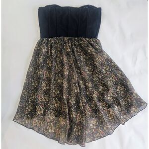 Y2K VTG Free People Sz M Festival Tube Top Black Floral Sheer Summer Whimseygoth